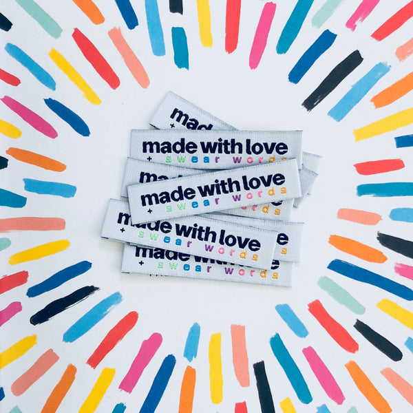 'Made With Love And Swear Words' woven labels 10 pack