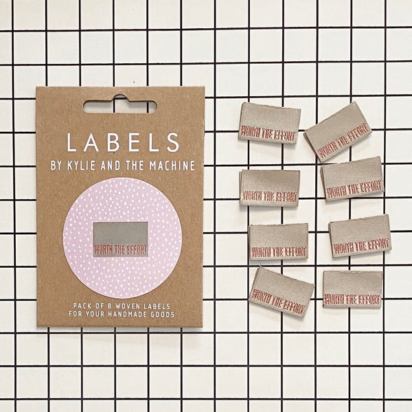 'Worth the Effort' woven labels 8 pack